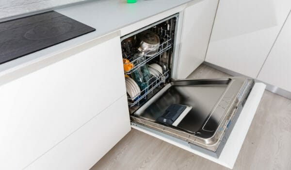 white dishwasher at home