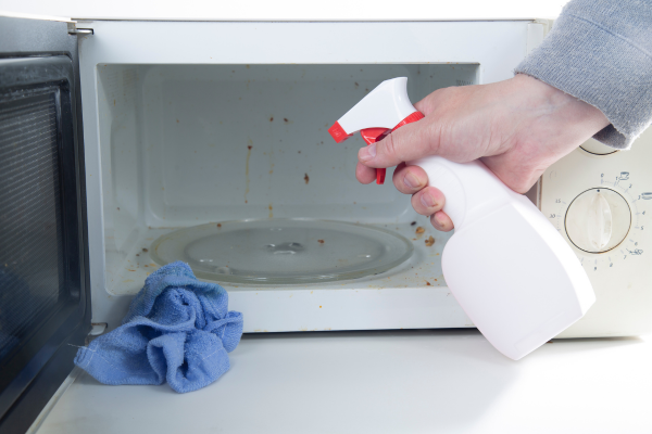 How to Deodorise a Microwave Oven How to Deodorise a Microwave Oven, microwave oven with water spray and a dump cloth