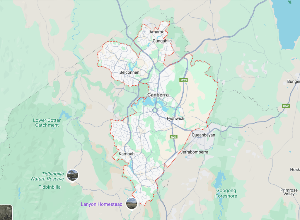 Nationwide Appliance Repairs in Canberra Map