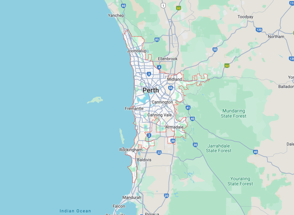 Nationwide Appliance Repairs Perth Map
